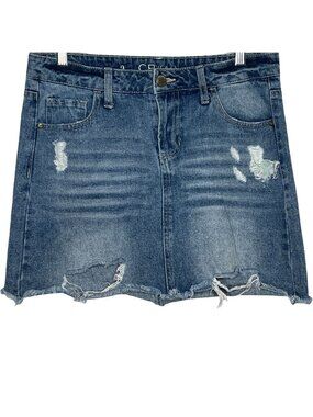 CP Jeans Distressed Denim Mini Skirt Size 9 Juniors Blue Cotton
